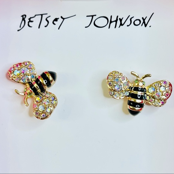 Betsey Johnson Bumble Bee Pave Stud Earrings - Picture 3 of 8